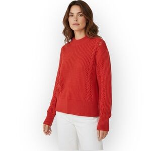 Tara Jarmon Paris Mohair Wool Blend Crew Neck Super Soft Fuzzy Sweater M Red